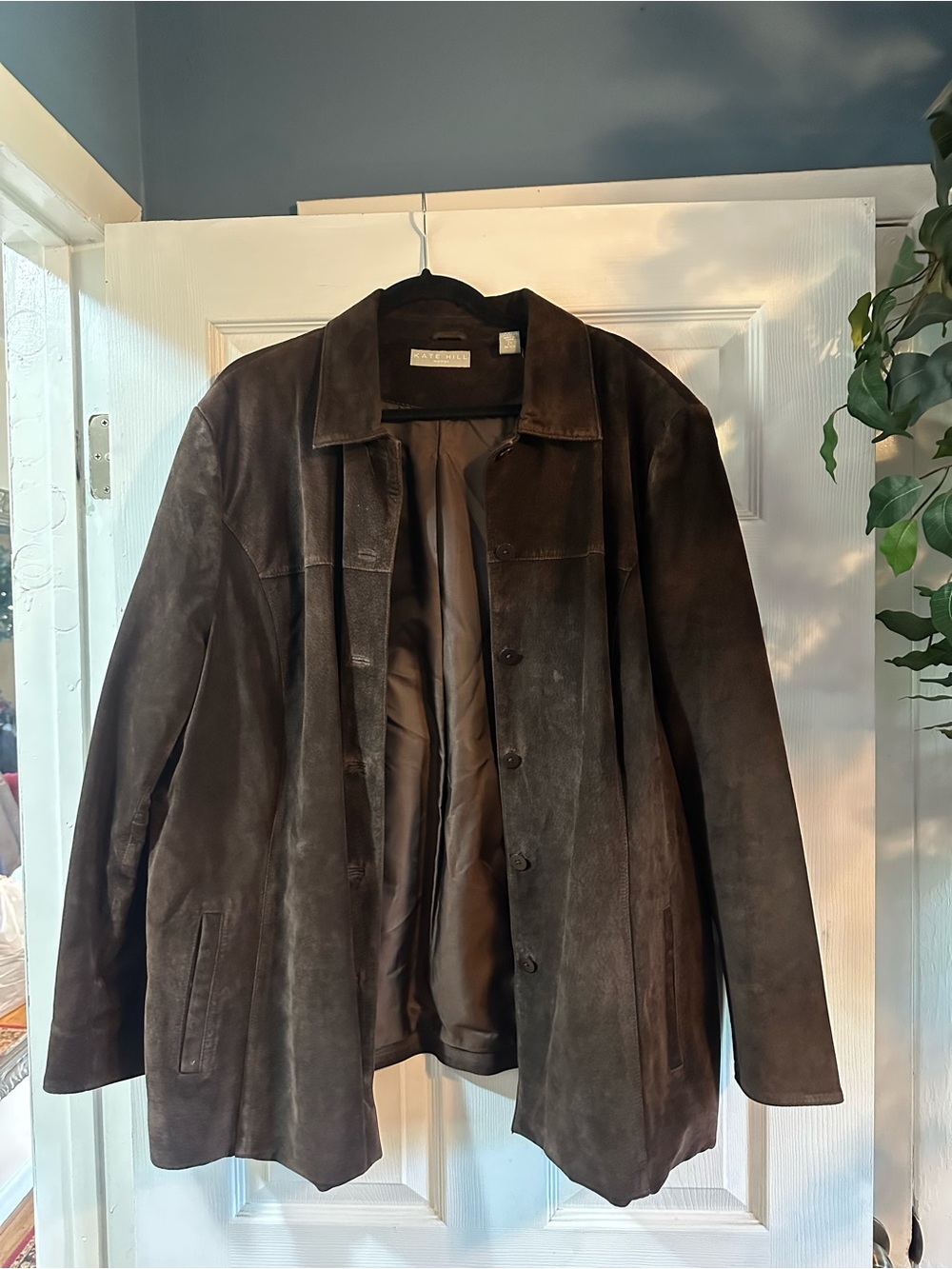 Kate Hill Chocolate Brown Suede Button-Front Jacket